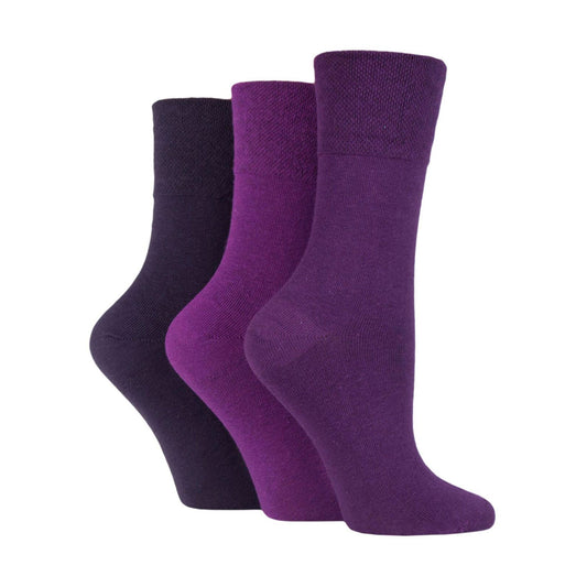 DIABETIC Purples Gentle Grip® 3 pair pack, women's socks
