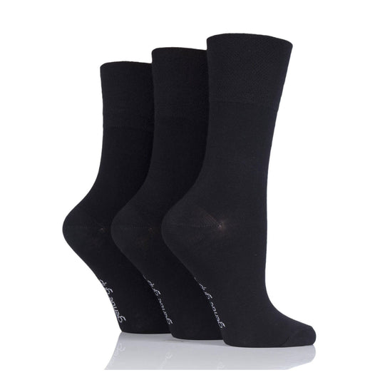 BAMBOO Gentle Grip® 3 pair pack, black women's socks