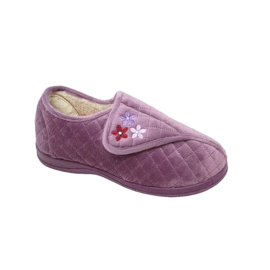 Women's wide-fitting Velcro-fasten slippers