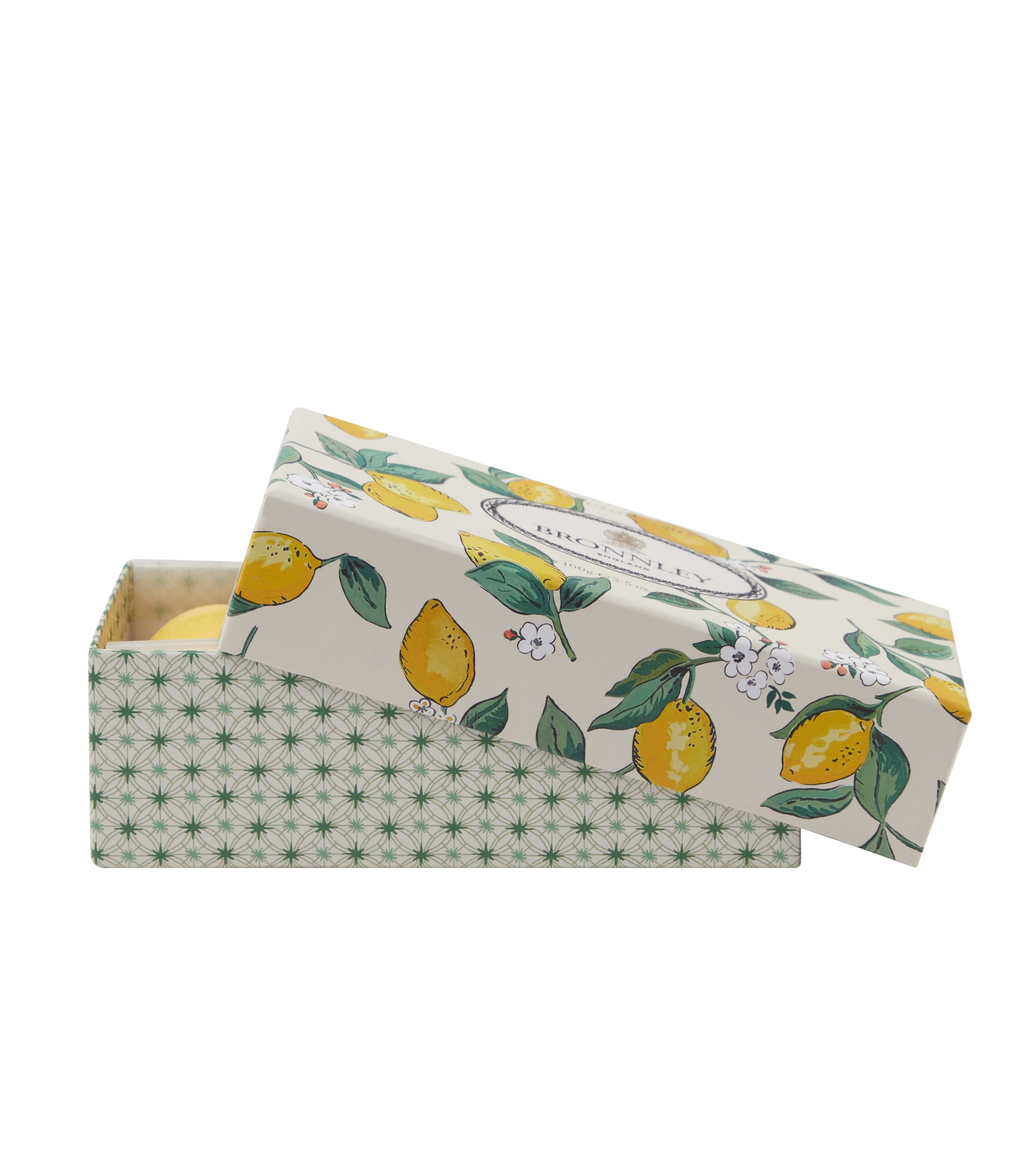 Bronnley Lemon luxury gift box, 3 soaps, hand balm &amp; a ceramic coaster