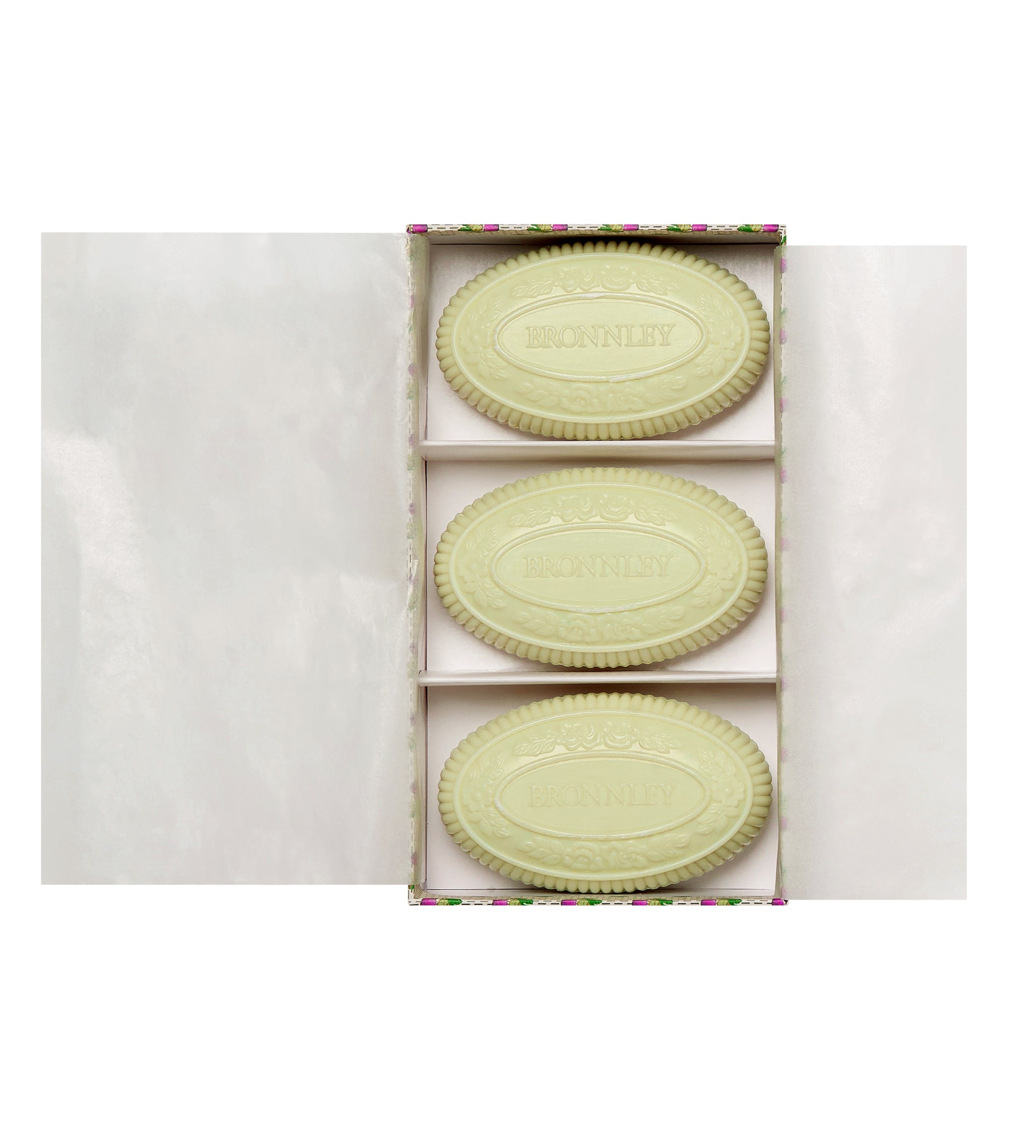 Bronnley English Fern luxury gift box, 3 soaps, hand balm &amp; a ceramic coaster