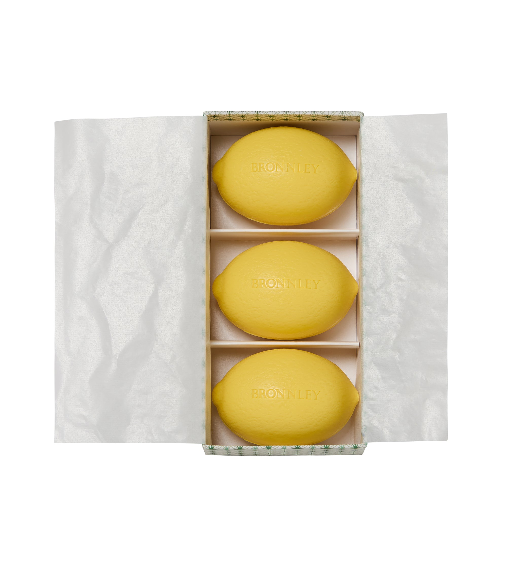 Bronnley Lemon luxury gift box, 3 soaps, hand balm &amp; a ceramic coaster