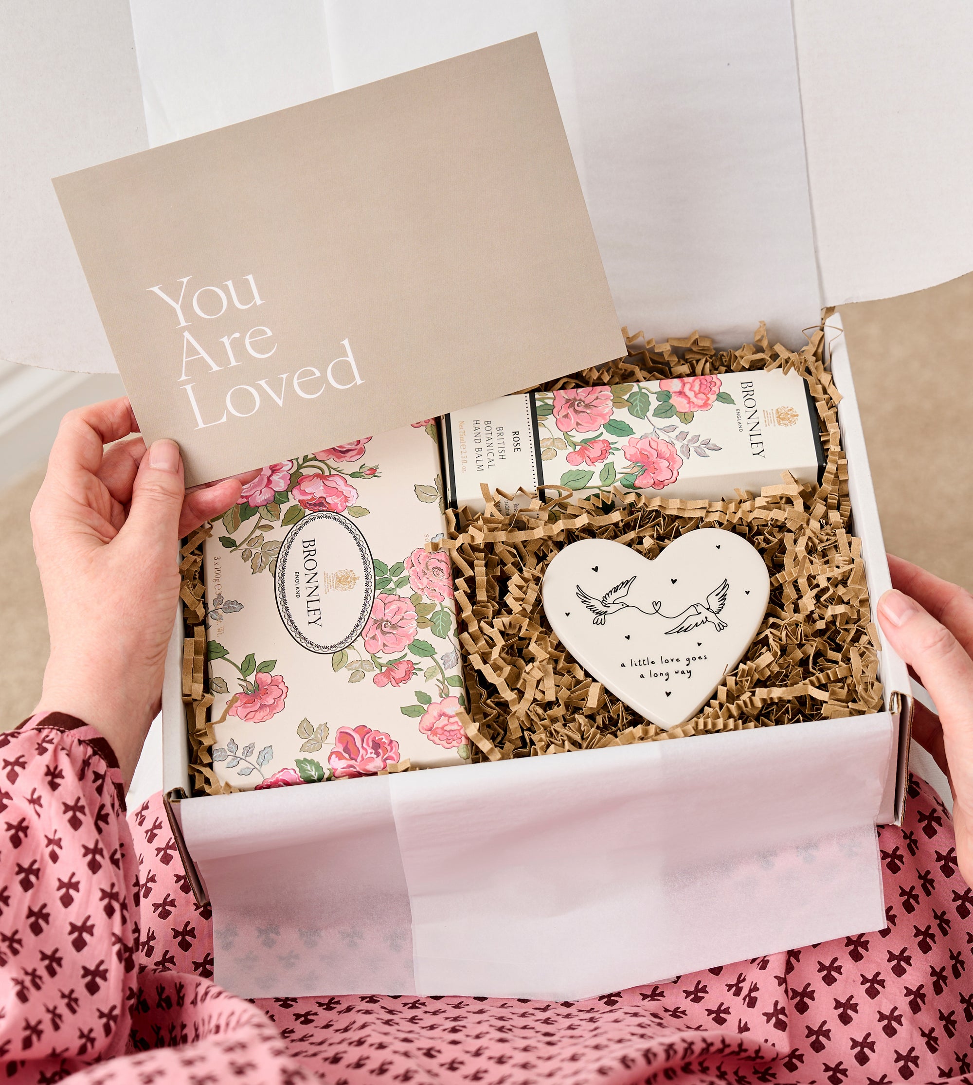 Bronnley Lavender luxury gift box, 3 soaps, hand balm &amp; a ceramic coaster