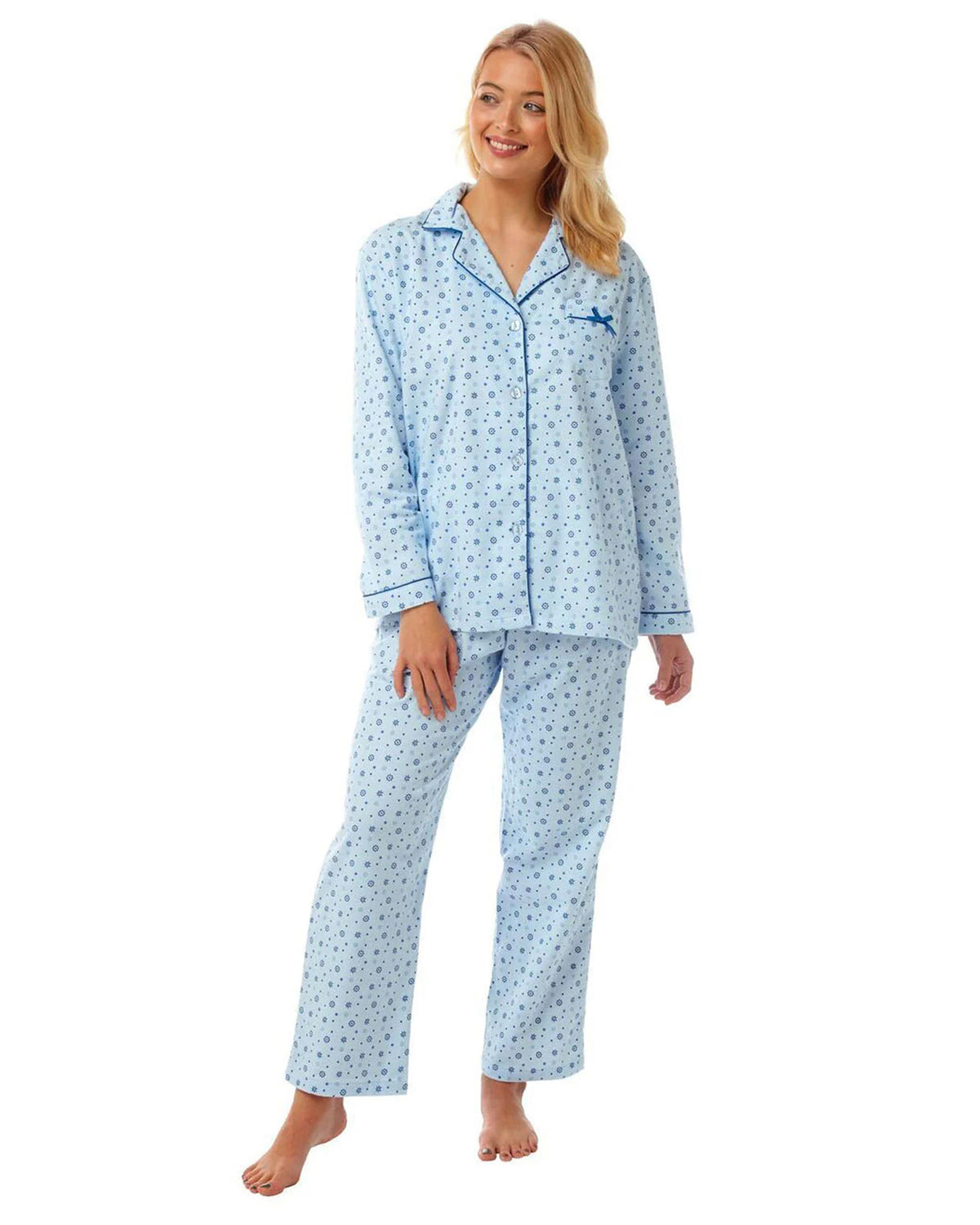 Blue long sleeve brushed cotton pyjamas – Melanie Jane