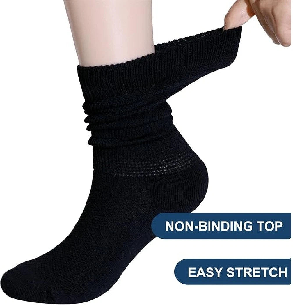 3 pair pack, black, ladies&#39; stretch cotton-rich socks