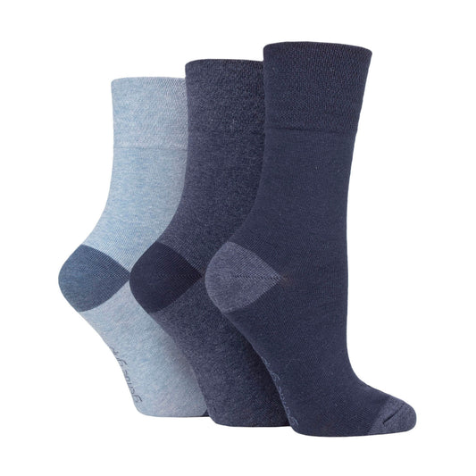 Gentle Grip® 3 pair pack, blues, women's socks