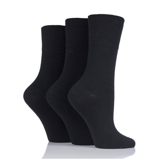 DIABETIC Black Gentle Grip® 3 pair pack, women's socks