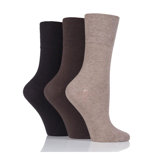 DIABETIC Browns Gentle Grip® 3 pair pack, women's socks