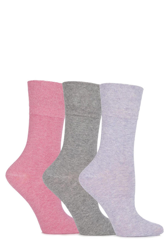 Gentle Grip 3 pair pack, pink, grey & lilac