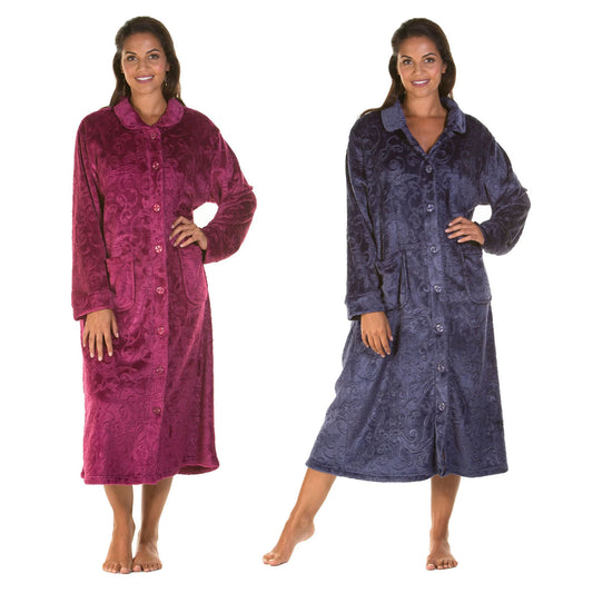 Soft touch button up dressing gown