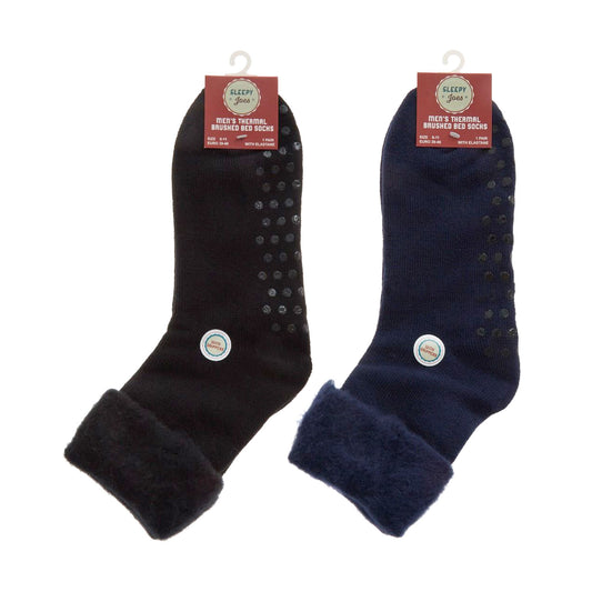 Men’s thermal brushed bed socks with grippers