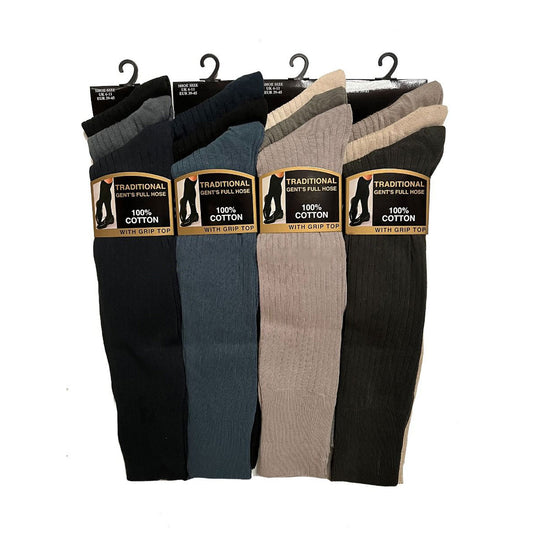 100% cotton Men's full length socks. 3 pack