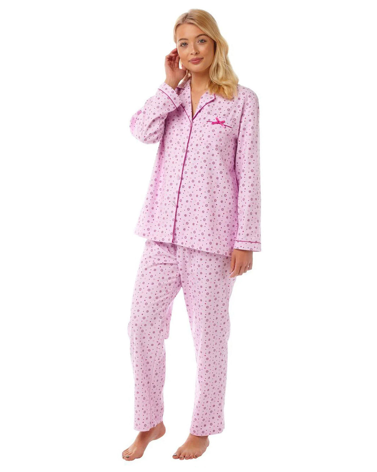 Pink long sleeve brushed cotton pyjamas – Melanie Jane