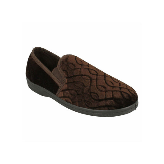 Men’s brown printed velour slippers