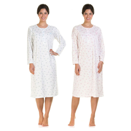 Floral 'Cuddleknit', long sleeve nightdress